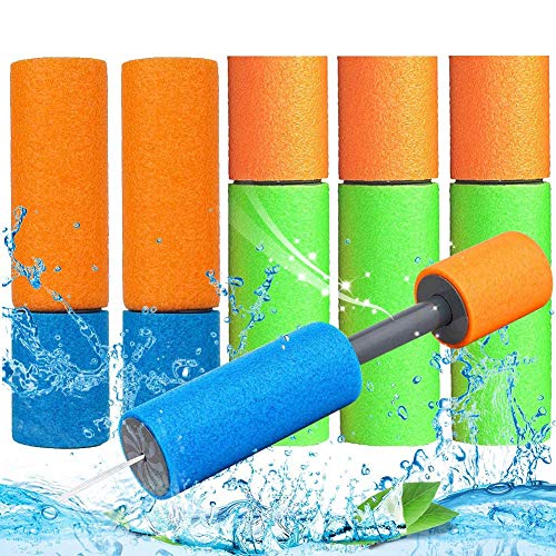 6pcs Pistolas de Agua, BESTZY Pistola de Agua de Espuma EVA Pistola de Espuma de Agua Tirador Juguete Infantil para Batalla de Agua, Playa, Piscina