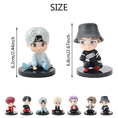 7PCS BTS Doll Cake Topper Pastel Decoración Suministros Bangtan Boys Figures Muñeca Hecha a Mano Muñeca Decoración para niños Set