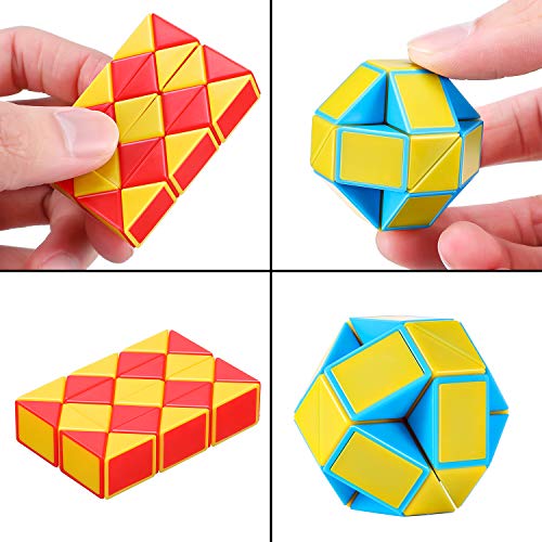 9 Piezas de Mini Serpiente de Cubo de 24 Bloques, Cubos de Velocidad Mágica, Mini Puzzle Rompecabezas de Plástico Juguete, Favores de Fiesta (Color Aleatorio B)