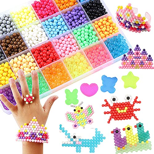 Abalorios Cuentas de Agua 4000 Perlas Kit Abalorios 24 Colors(6 Jewel) Niños DIY Educativos Artesanía Craft Kits