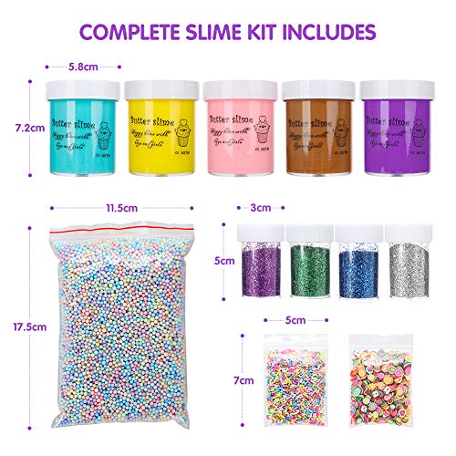 Abree Slime Kit Set para Niños 5 Colores Juego de Slime Juguetes Creativos Stress Relief Toy Perfumado DIY Putty Sludge Toy para Niños y Adultos Regalo para Niños