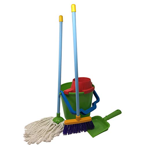 Acan Juego de Juguete 4 Piezas Juego de Barrido para Limpieza Infantiles Juego Incluido Cubo Escoba fregona y Recogedor Niños simulan Regalos de Juguete