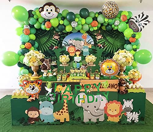 AcnA Selva Decoración Cumpleaños Niño 1 año,Selva Globos Fiesta Cumpleaños niño 1 año with Safari Decoracion Cumpleaños Animale Globo para Infantil Niño Primera Jungla fiesta de cumpleaño Reutilizable