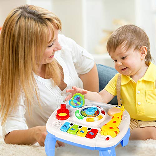 ACTRINIC Mesa Musical De Estudio Juguete para Bebés De 6 A 12 Meses Juguete De Educación Temprana Juguete Musical Mesa De Juego Juguete para Niños De 1 2 3 Años-Sonidos y Luces Diferentes