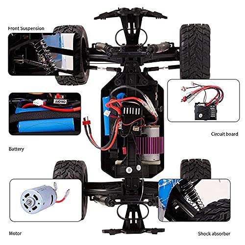 ADISVOT Coche RC 4WD Bigfoot Off-Road Crawler Desert Buggy eléctrico de Alta Velocidad Fast Furious All Terrains Off-Road Car 2.4GHz Radio Control Truck para niños de 8 a 12 años de Edad Juguete