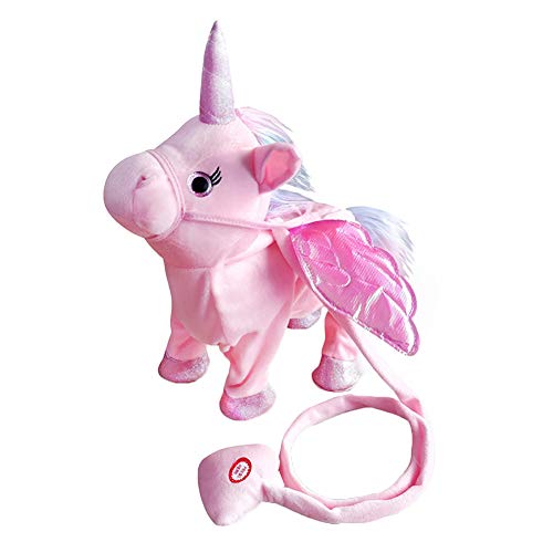 Aideal Peluche de unicornio eléctrico, juguete de que canta y camina, regalos de cumpleaños para niño y niña (rosa)