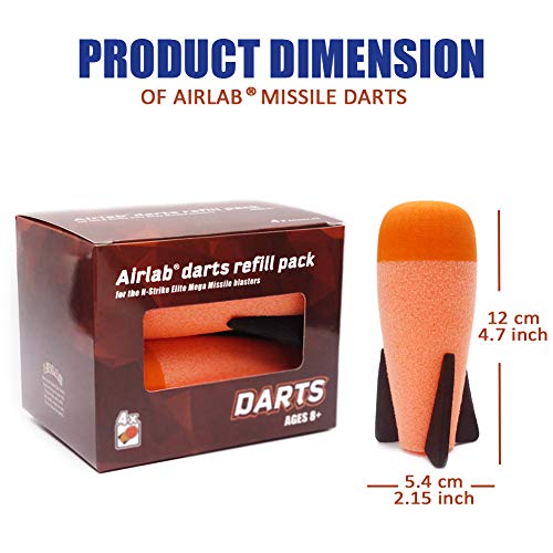 Airlab 4 misiles para N-Strike Eilte Mega granada Fortnite para Nerf, repuesto para misiles, compatible con Nerf Fortnite, color naranja