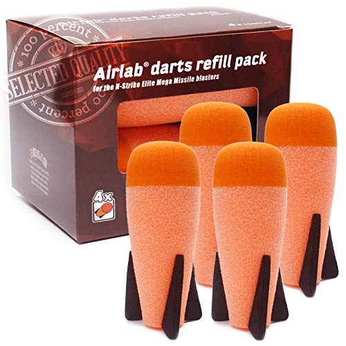 Airlab 4 misiles para N-Strike Eilte Mega granada Fortnite para Nerf, repuesto para misiles, compatible con Nerf Fortnite, color naranja