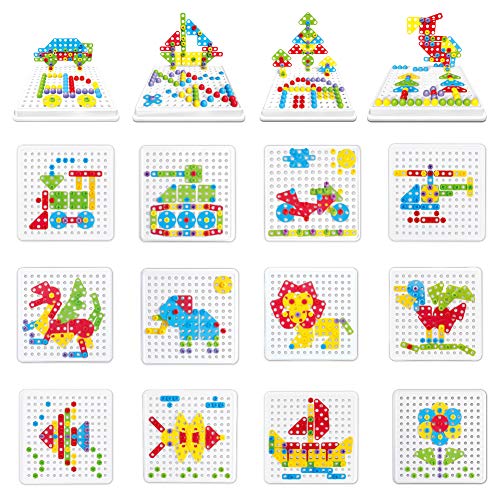 Akokie Juguetes Montessori Puzzles Rompecabezas Bloques Construccion Niños con Taladros Juegos Educativos Regalos Juguetes para Niños 3 4 5 6 7 años 223 Pcs