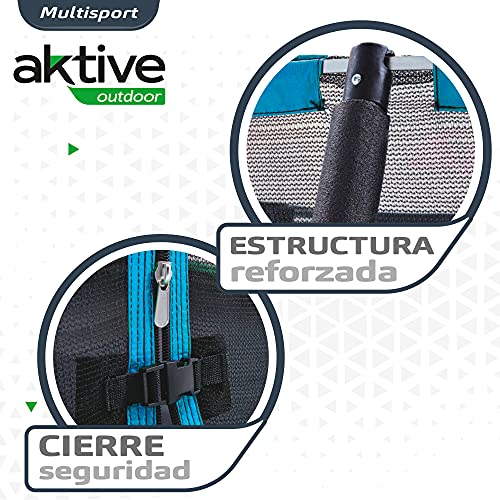 Aktive 54083 - Cama elástica infantil exterior, Trampolines para niños exterior, medidas 244x242 cm, peso máx 100 kg, +6 años, con red de seguridad, trampolín resistente, protección UV, Aktive Sports