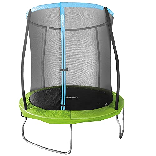 Aktive 54083 - Cama elástica infantil exterior, Trampolines para niños exterior, medidas 244x242 cm, peso máx 100 kg, +6 años, con red de seguridad, trampolín resistente, protección UV, Aktive Sports