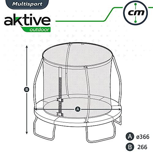 Aktive 54085 - Cama elástica infantil exterior, Colchoneta saltar niños, medidas 366x266 cm, peso máx 100 kg, +6 años, tiempo de montaje 2 h, certificación CE, Aktive Sports