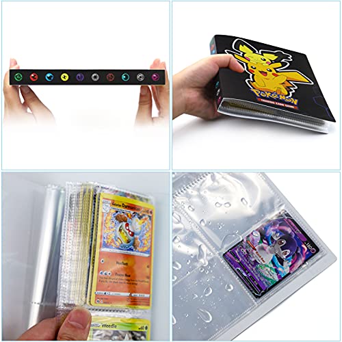 Album Cartas Pokemon, 30 páginas Album Pokemon, Álbum de Cartas Pokémon, Album Compatible Con Cartas de Pokemon, Sostiene Hasta 240 Tarjetas (Pikachu negro)