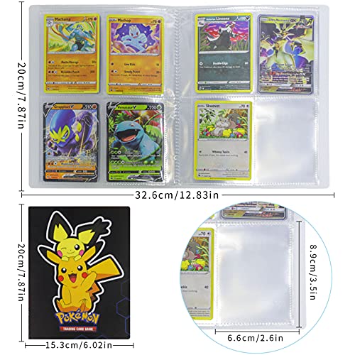 Album Cartas Pokemon, 30 páginas Album Pokemon, Álbum de Cartas Pokémon, Album Compatible Con Cartas de Pokemon, Sostiene Hasta 240 Tarjetas (Pikachu negro)