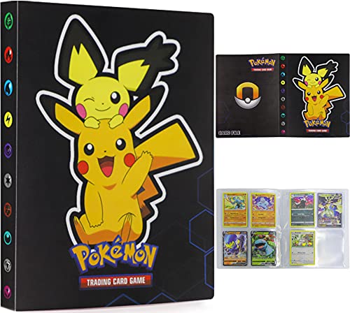 Album Cartas Pokemon, 30 páginas Album Pokemon, Álbum de Cartas Pokémon, Album Compatible Con Cartas de Pokemon, Sostiene Hasta 240 Tarjetas (Pikachu negro)