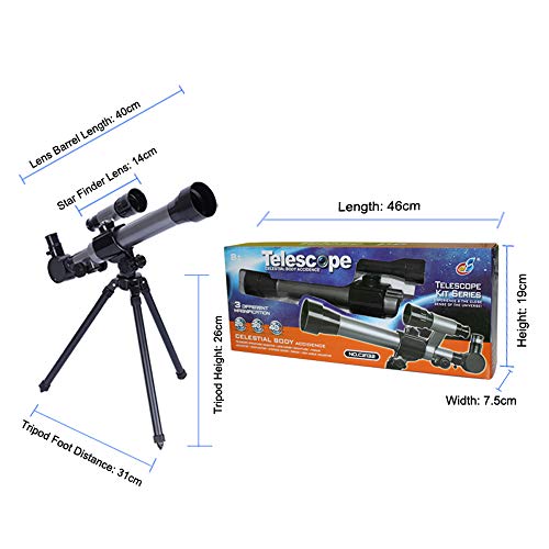 ALEENFOON Telescopios para niños, 20X-30X-40X, telescopio astronómico Ajustable para niños, Principiantes, astronomía, astronomía, con trípode, oculares brújula, Estrella buscador de Lentes