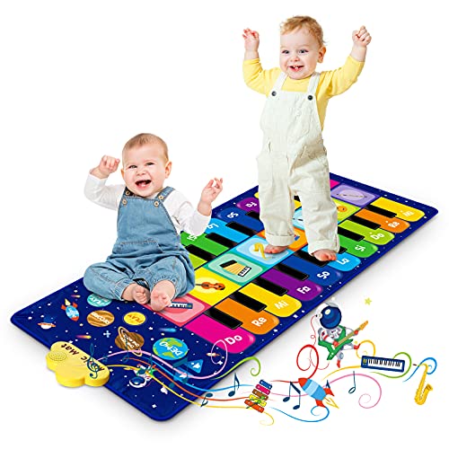 Alfombra de Piano, Alfombra Musical de Teclado para Bebé, Alfombra para Piano Juguetes Musicales Regalos para Niños Niñas de 1 a 5 Años (120 x 48 cm)