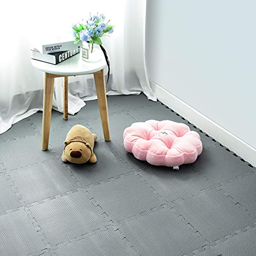 Alfombra Puzzle para Niños Bebe Infantil - Suelo de Goma EVA Suave. 25 Piezas (30 * 30 * 1cm), Gris. QQC-Lb25N