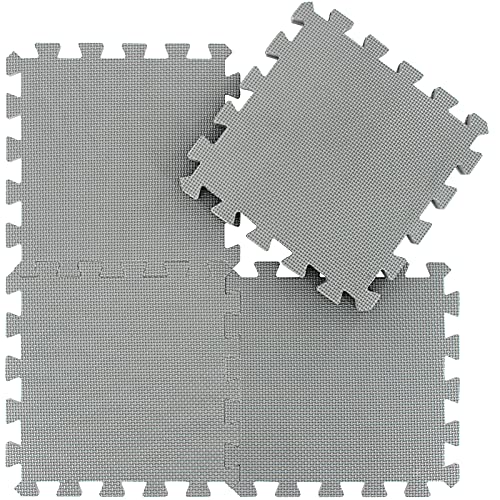 Alfombra Puzzle para Niños Bebe Infantil - Suelo de Goma EVA Suave. 25 Piezas (30 * 30 * 1cm), Gris. QQC-Lb25N