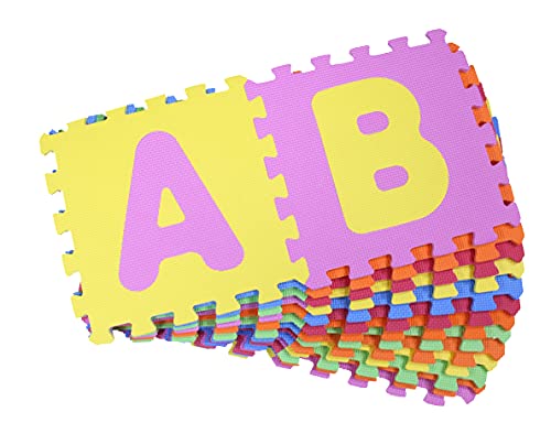 Alfombra Puzzle,losetas Puzzle Infantil,26 Piezas,Alfombra para niños,26 Letras Alfabeto Goma Espuma，Impermeable，30x30x1cm (26 Letras)