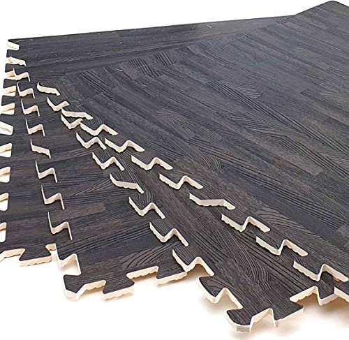 Alfombrillas De Goma eva - 4 Piezas - Baldosa Alfombra Puzzle para Suelo de Gimnasio, Fitness, Yoga - 60x60cm (Imitacion Parque) (Color Gris) | Antideslizante | Fácil de Montar.