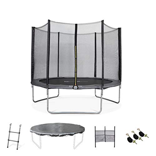 Alice's Garden Cama elástica, Trampolín de 305 cm, aguanta hasta 150 kg (Estructura Reforzada). Incluye: Escalera + Funda Protectora + Bolsillo para Zapatos + Kit de Anclaje - Mars XXL