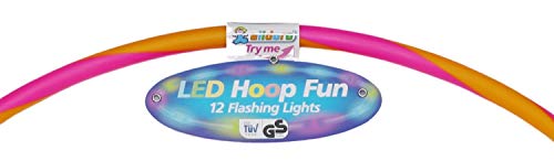 alldoro 63033 Hoop Fun - Aro de 60 cm de diámetro con 9 Luces LED, para Deportes, Fitness y Gimnasia, para niños a Partir de 4 años y Adultos, Color Rosa y Naranja