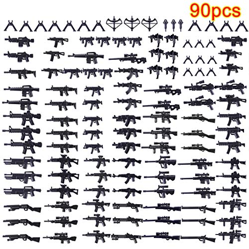 ALLESOK 90 Piezas Juguete Militar Kit Custom Armas para Minifiguras de Soldados de Policía, Compatible con Lego