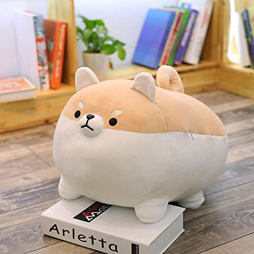 Almohada de Felpa para Perros Corgi, 40cm Kawaii Almohada de Dibujos Animados Cachorro Perro Shiba Inu muñeco de Peluche Gordo Shiba Inu Perro muñeco de Peluche Shiba Inu para niños, Marrón