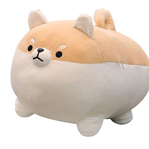 Almohada de Felpa para Perros Corgi, 40cm Kawaii Almohada de Dibujos Animados Cachorro Perro Shiba Inu muñeco de Peluche Gordo Shiba Inu Perro muñeco de Peluche Shiba Inu para niños, Marrón