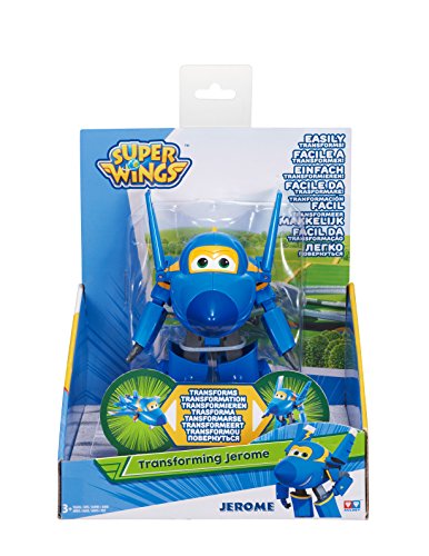 Alpha Animation & Toys Super Wings YW710230 Transforming Jerome Flugzeug, color negro, azul , color/modelo surtido