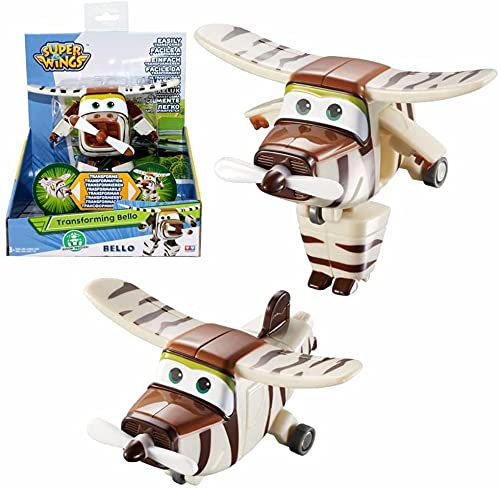 Alpha Animation & Toys- Super Wings YW710270 Transforming Bello Flugzeug, marrón, color blanco (