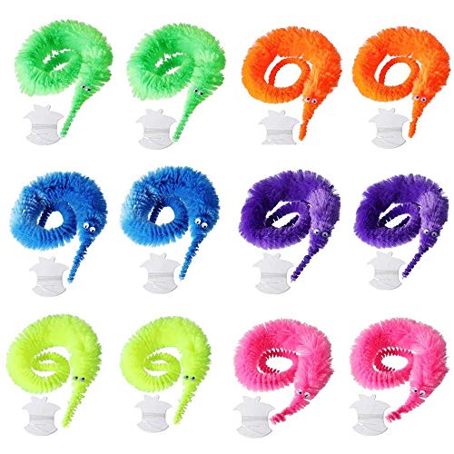 Amasawa 12 Piezas Juguete de Gusano Mágico,Juguetes de Gusano Mágico Wiggly,Aplicar a Favores de Fiesta de Carnaval, Juguetes para Niños y Gatos (6 Colores)