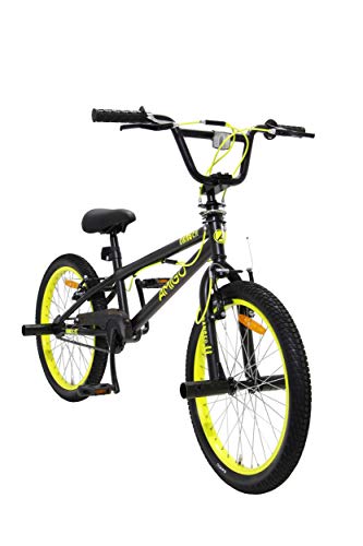 Amigo Danger - Bicicleta BMX de 20 pulgadas, estilo libre, con frenos de mano, rotor de 360° y 4 pegs, a partir de 5-9 años, color negro y amarillo