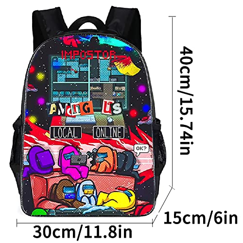 Among us Mochila Escolar,3D Among Us Juego Impreso Mochila,Impermeable Mochilas para Estudiante Primaria,Mochila Escolar de Dibujos Animados en 3D para Niños Estudiantes de Primaria y Secundaria