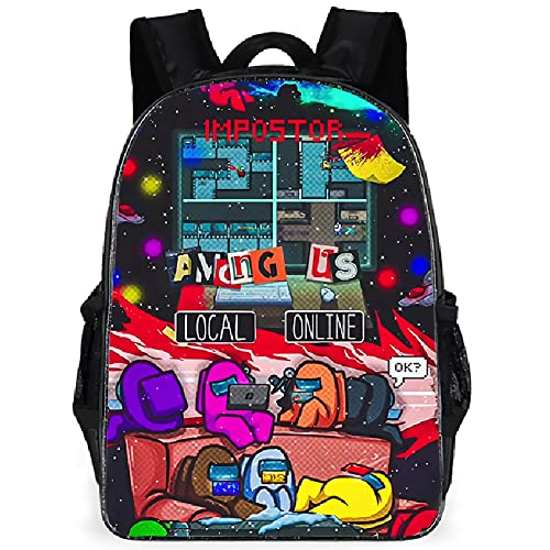 Among us Mochila Escolar,3D Among Us Juego Impreso Mochila,Impermeable Mochilas para Estudiante Primaria,Mochila Escolar de Dibujos Animados en 3D para Niños Estudiantes de Primaria y Secundaria