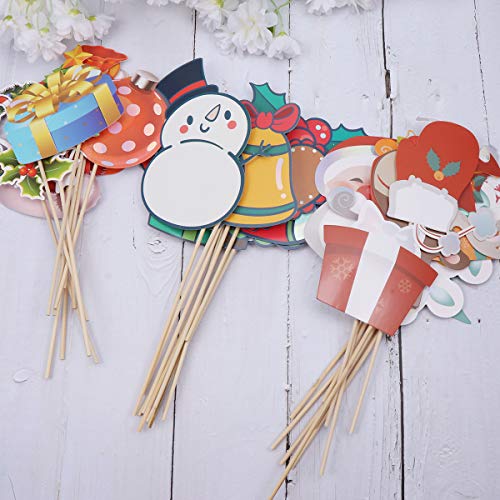 Amosfun Foto de Navidad Prop Christmas Photo Booth Prop Navidad Creative Photo Props Birthday Party Dress Up Party Decoración Cartoon Mask 30PCS