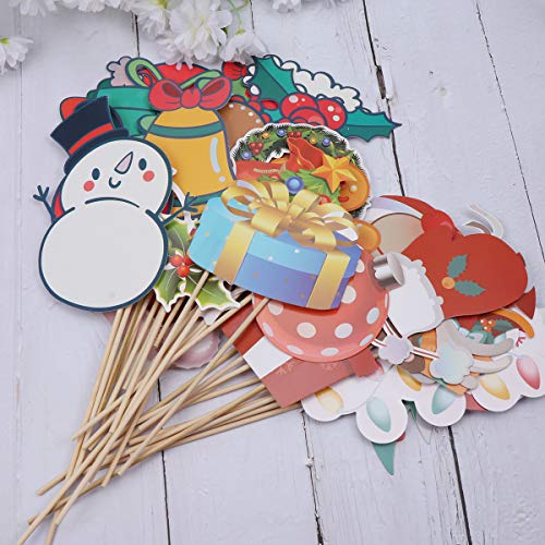 Amosfun Foto de Navidad Prop Christmas Photo Booth Prop Navidad Creative Photo Props Birthday Party Dress Up Party Decoración Cartoon Mask 30PCS