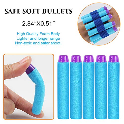 AMOSTING 100 Dardos para Nerf, 7,2 cm Munición de Espuma Recarga Balas para la Serie N-Fortnite Elite Strike Blasters con Bolsa de Juguete - Azul Púrpura