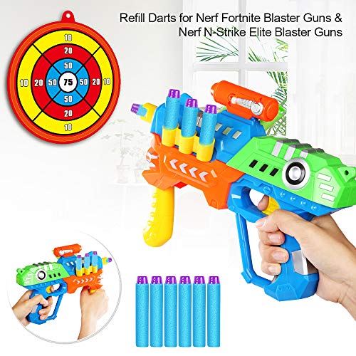 AMOSTING 100 Dardos para Nerf, 7,2 cm Munición de Espuma Recarga Balas para la Serie N-Fortnite Elite Strike Blasters con Bolsa de Juguete - Azul Púrpura