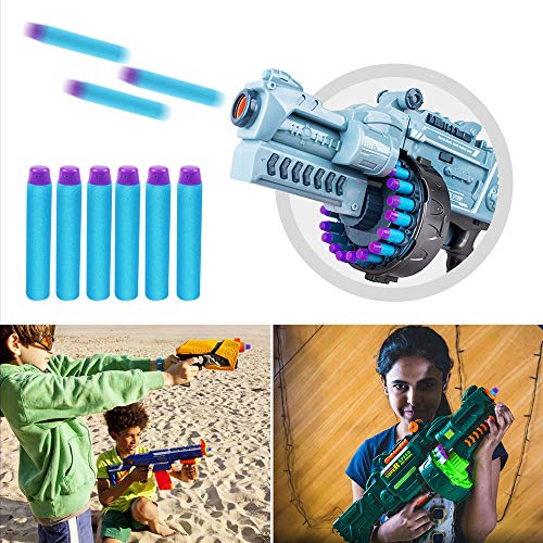 AMOSTING 100 Dardos para Nerf, 7,2 cm Munición de Espuma Recarga Balas para la Serie N-Fortnite Elite Strike Blasters con Bolsa de Juguete - Azul Púrpura