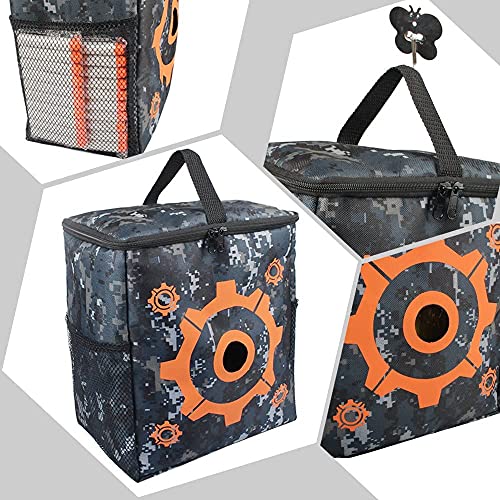 AMOSTING Objetivo para Nerf con 2 Ganchos, Bolsa de Objetivo de Balas Bolsa de Juguetes Multifuncional para Las Series N-Elite/Fortnite/Rival/Ultra/Zombie/Modulus/Mega