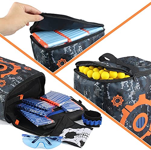 AMOSTING Objetivo para Nerf con 2 Ganchos, Bolsa de Objetivo de Balas Bolsa de Juguetes Multifuncional para Las Series N-Elite/Fortnite/Rival/Ultra/Zombie/Modulus/Mega