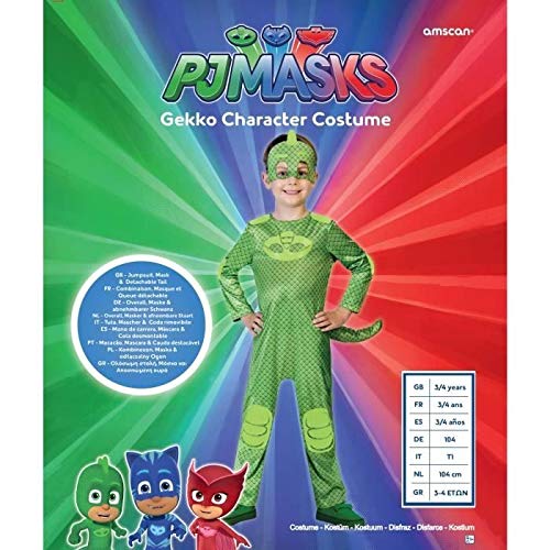 amscan – PJMASQUES GLUGLU-Gekko – Disfraz infantil – Verde – 2-3 años 9902955