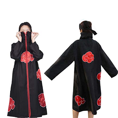 Amycute Akatsuki - Abrigo para niños y adultos, unisex, para cosplay, Halloween, Navidad, fiesta, disfraz, capa con cinta para la cabeza y anillo (talla XS)