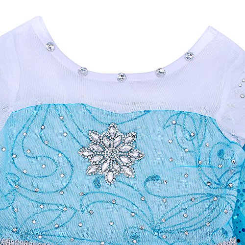 AmzBarley Disfraz Niña Princesa Vestido Niña Traje Fiesta Halloween Carnaval Cosplay Cumpleaños Reina de Nieve Elsa Capa Azul 01 5-6 Años 120