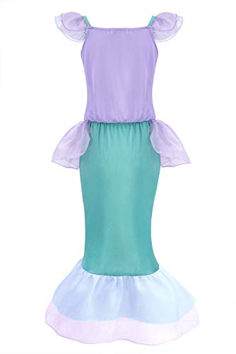 AmzBarley Disfraz sSirenita Niña Boda Fiesta Princesa Sirena Vestido Ropa Niña Cumpleaños Accesorios Cosplay Halloween Navidad Carnaval Bautizo 5-6 Años