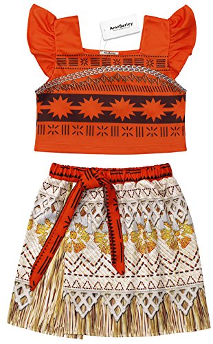 AmzBarley Moana Vaiana Disfraz Costume Niña Bebe, Princesa Disfraz Vestido Niña Traje Adventure Infantil para Carnaval Halloween Cosplay