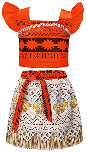 AmzBarley Moana Vaiana Disfraz Costume Niña Bebe, Princesa Disfraz Vestido Niña Traje Adventure Infantil para Carnaval Halloween Cosplay