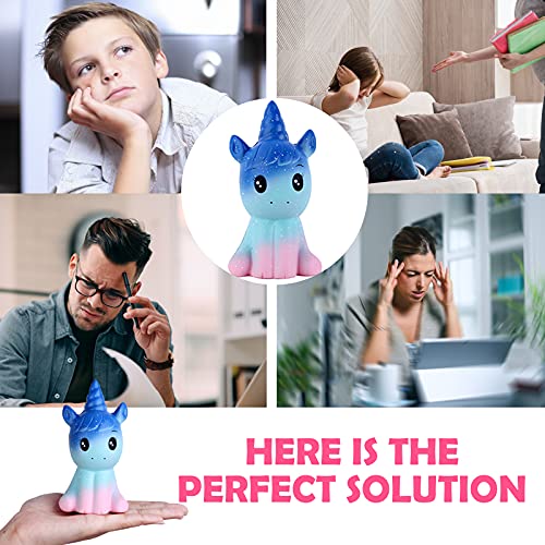 Anboor Squishies Kawaii Lentamente Subiendo Unicornio 2 Piezas Perfumados Juguetes Antiestrés Infantiles Juegos de Regalos Accesorios De Decoración (Blanco y Galaxia)